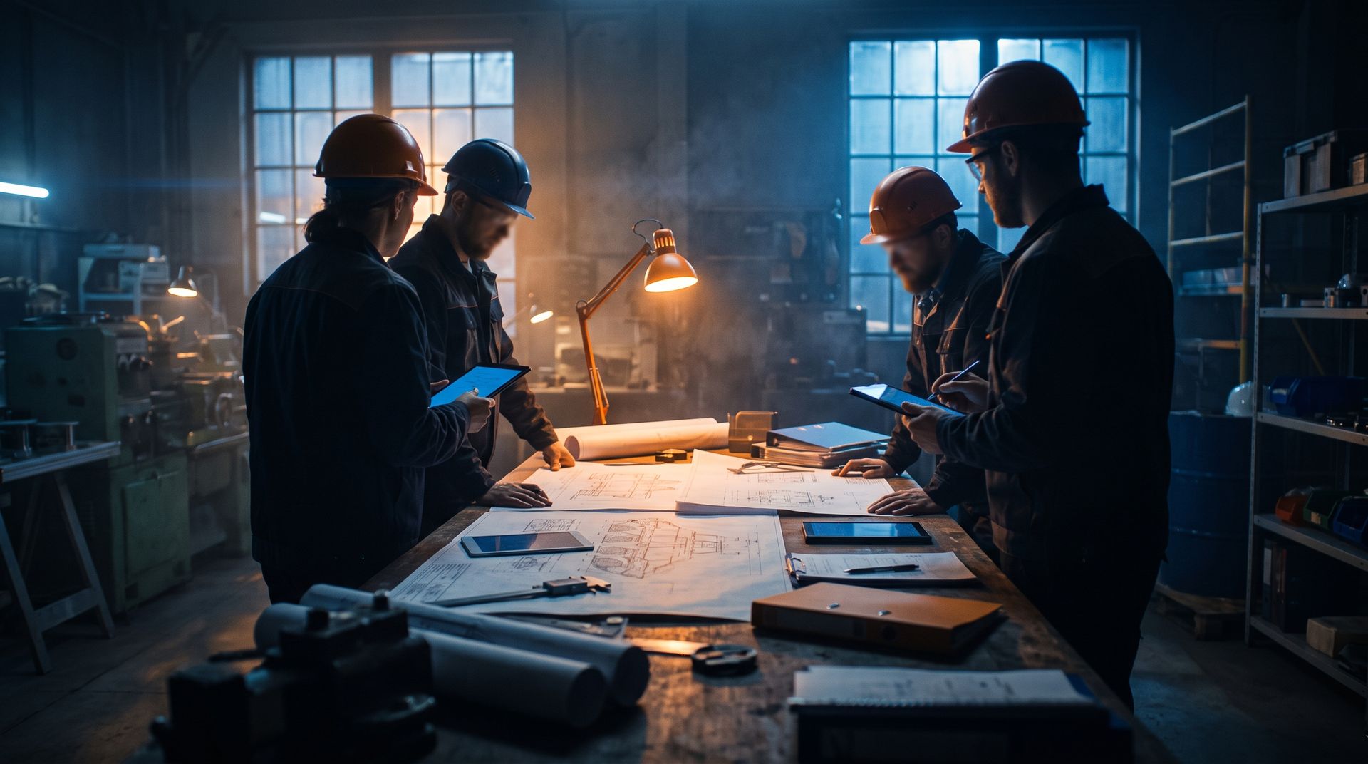 Ingenieros capacitando personal técnico en planta